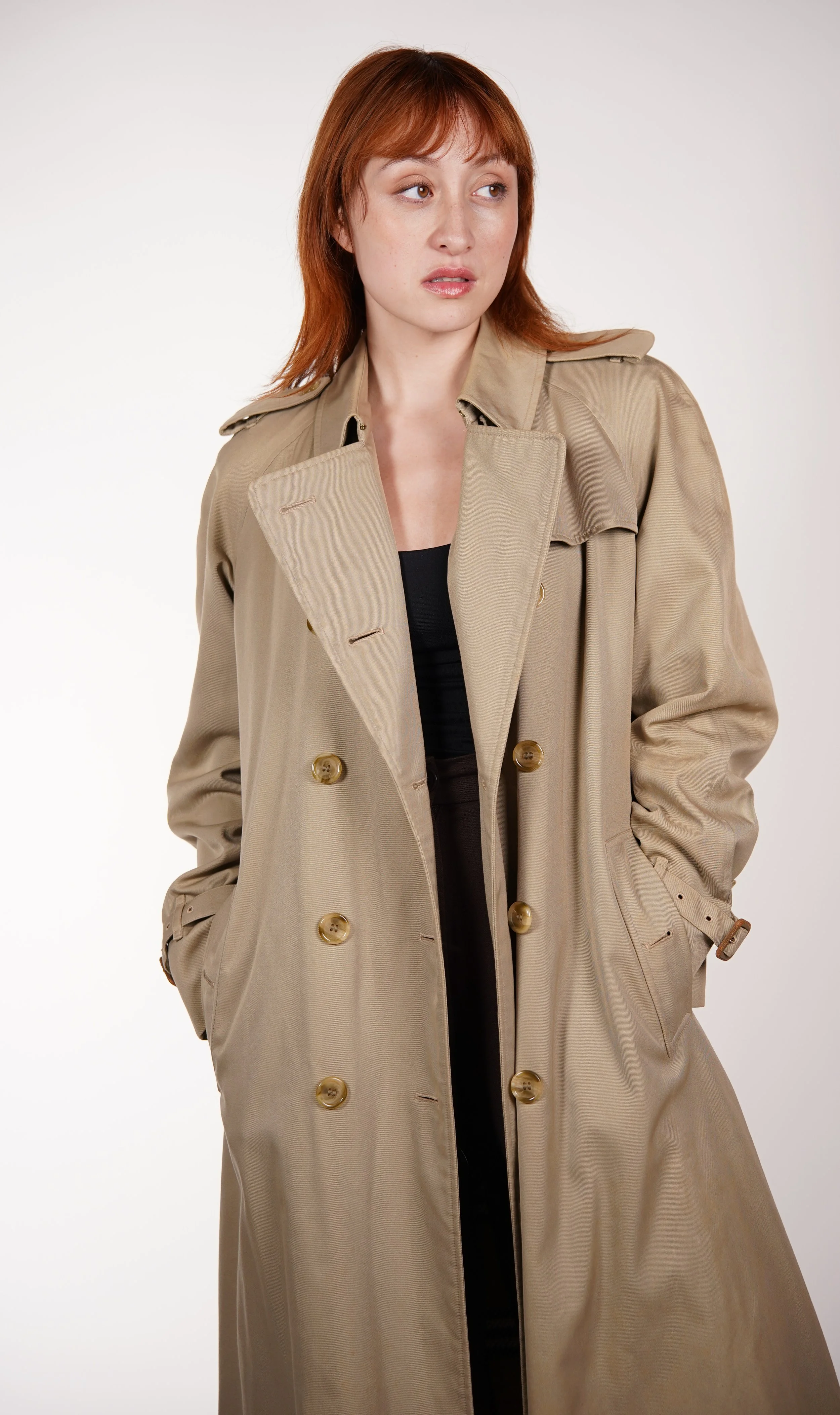 Burberry Double Breasted Green Trench Coat — Check It Vintage